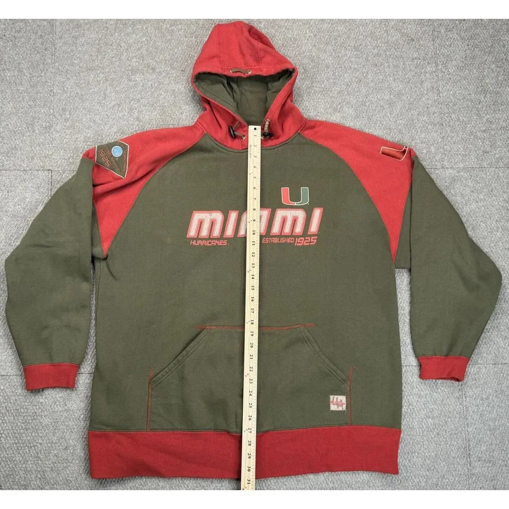 NCAA University of Miami Hurricanes Vintage Full Zip Long Sleeve Jacket Size 2XL
